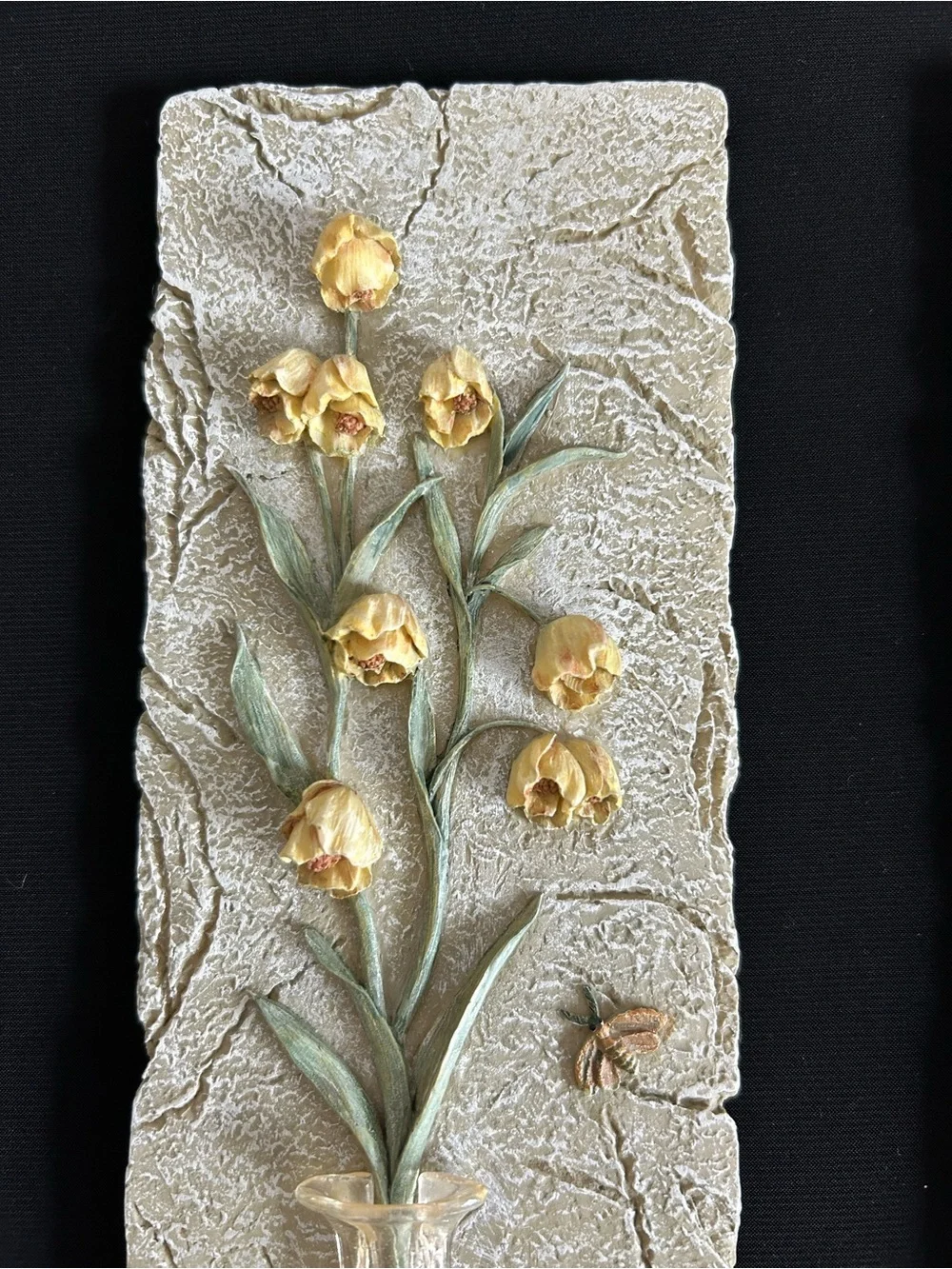 Vintage Cheri Blum Flowers In Vase 3D Wall Art Plaques Set Of 2 Resin Floral